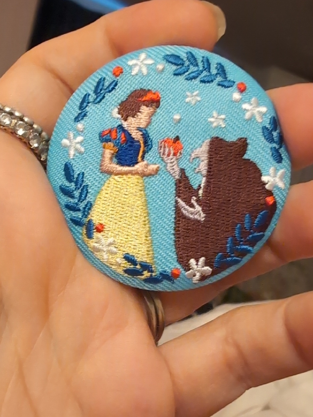 ⭐HTF Gorgeous Embroidered Disney Badge Pin 100th Celebration (ONLY SOLD in Japan